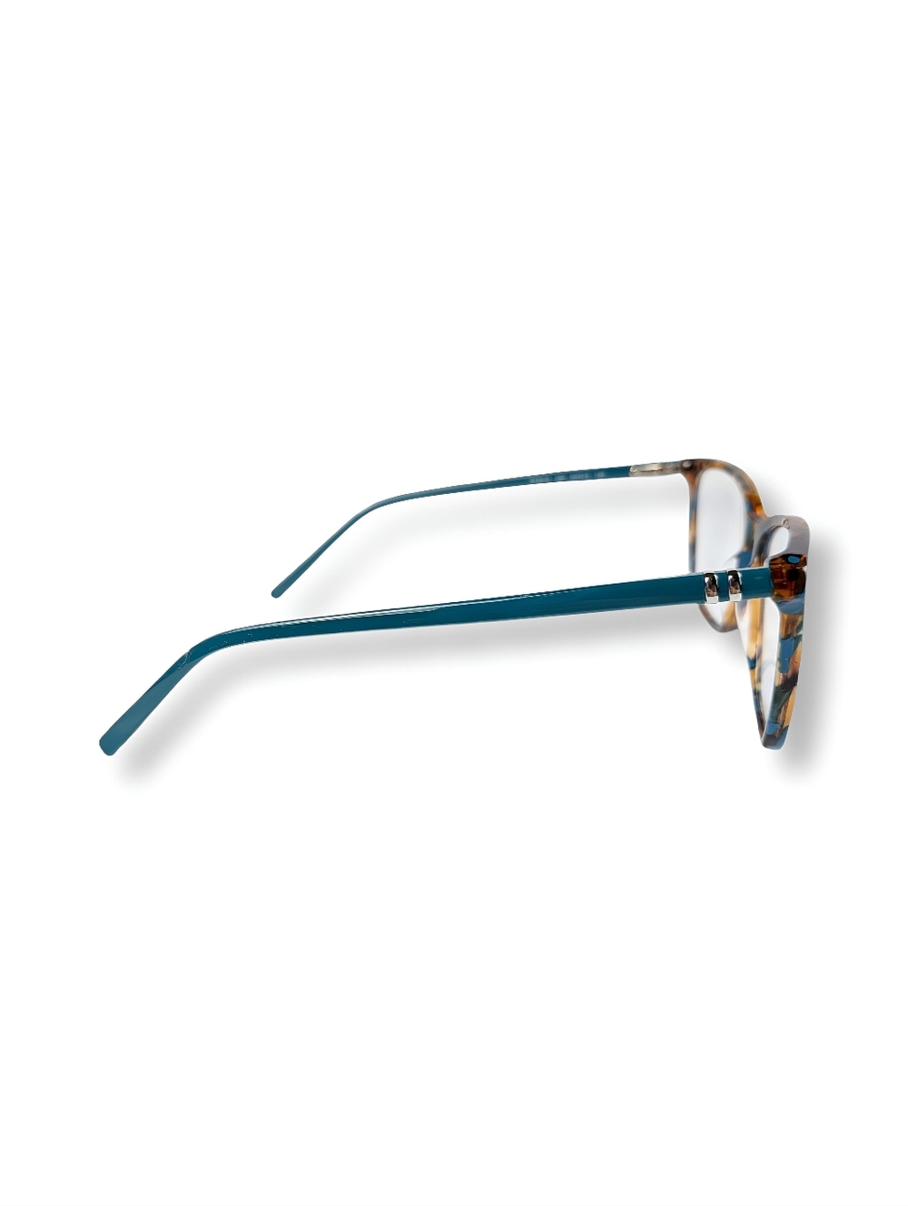 MARCHON NYC Tortoiseshell Square Frame Glasses with Teal M-5015 340 53▫15 140 - Picture 2 of 6